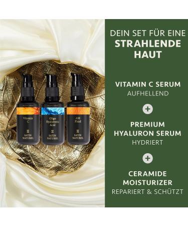 Vegan Skincare Set with Vitamin C & Hyaluron Serum - Bio Aloe Vera | Perfect Birthday Gifts for Women - 3x30ml Beauty Set - Buy Online on GoSupps.com