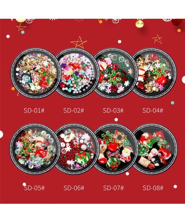 8 Boxes Christmas Nail Art Rhinestones mixed nail art Christmas nail accessories Metal Nail Studs for Christmas Nails Art Decoration Supplies - Buy Online on GoSupps.com