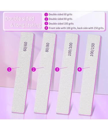 Professional 100/150 Grit Double-Sided Nail Files - 12 Reusable Files for Gel & Natural Nails | Flowering Board for Women - Buy Online on GoSupps.com