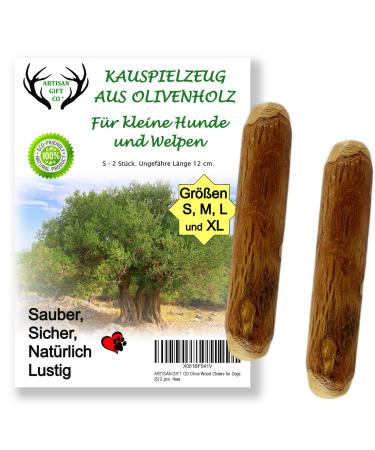 ARTISAN GIFT CO Olive Wood Chew Toy for Dogs 100% Natural (S-12 cm) Value Pack 2 Pieces S 2 pcs. Recommended for dogs up to 10 kg
