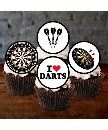 24 PRECUT Darts Cupcake Toppers Dart Theme Cake Decorations Edible Darts Birthday Decorations Dart Board Cake Topper Dartboard Cake Topper Darts Party Decorations - Buy Online on GoSupps.com