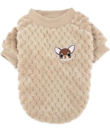Zweitea Fleece Dog Sweater for Small Dogs | Warm Soft Winter Jacket for Chihuahua & Cats | Brown | Pet Clothing (1 Pack) - Buy Online on GoSupps.com