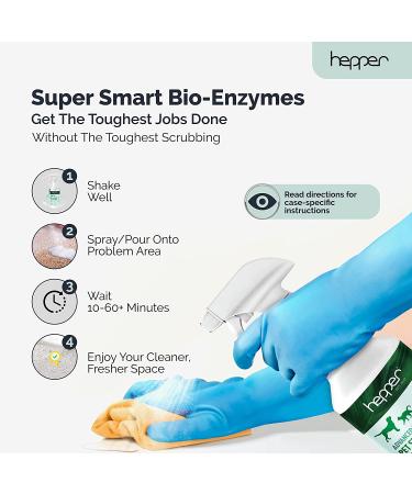 Hepper Advanced Bio-Enzyme Pet Stain & Odor Eliminator Spray - 32oz - Safe for Cats, Dogs, and Pets - Removes Smells and Stains from Couches, Carpets, and More - Buy Online on GoSupps.com