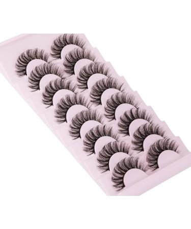 Yawamica 16MM C Curl Mink Lashes - Natural Wispy Medium Volume False Eyelashes, 8 Pairs Pack - Buy Online on GoSupps.com