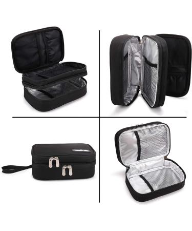 Apollo Walker Insulin Cooler Travel Case - Diabetic Organizer for Insulin Pens, Glucose Meter & Testing Kit - Includes 4 Ice Packs - Black Two Section - Buy Online on GoSupps.com