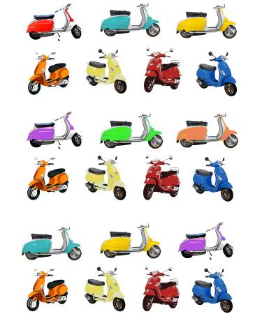 21 Stand Up MOPED/MOTORBIKE/MOD Themed Edible Wafer Paper Cake Toppers Decorations