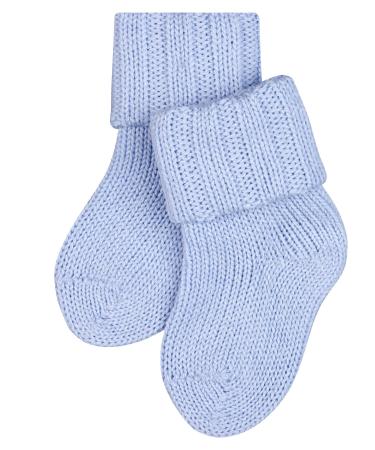 FALKE Unisex Baby Flausch Socks Breathable Climate-Regulating Odour-Neutralising Wool Thick Warm Ribbed Extra-Soft On Skin Turn-Over Cuffs Plain 1 Pair Blue (Crystal Blue 6290) 0-6 Months