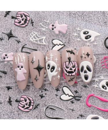 JMEOWIO 3D Embossed Halloween Nail Art Stickers Decals Self-Adhesive 5D Cute Ghost Pumpkin Nail Supplies Nail Art Design Decoration Accessories 4 Sheets - Buy Online on GoSupps.com