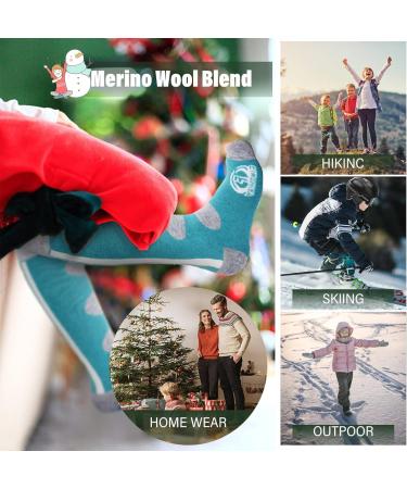 Findway 2 Couple Merino Wool Ski Socks - Unisex Thermal Winter Socks for Kids (30-36) - Breathable Snowboard Socks for Girls & Boys - Blue-Green/Blue - Buy Online on GoSupps.com