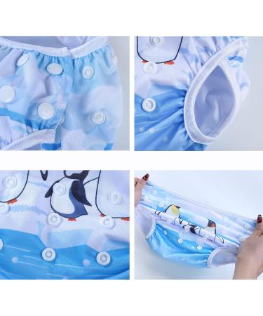 Mixidone Reusable Swimming Diaper for Toddlers | Adjustable Washing Swimming Trousers with Cute Wal Fish & Penguin Design | Perfect for Ages 0-3 - Buy Online on GoSupps.com