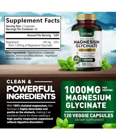 Built By Nature Magnesium Glycinate 1000mg High Absorption Magnesium Supplement 100% Chelated Gentle on Stomach - Muscle Heart Bone & Relaxation Support - Non-GMO Vegan - 120 Capsules 120 Count (Pack of 1) - Buy Online on GoSupps.com