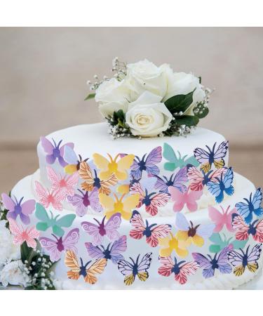 Rsstarxi 72 Pack Edible Butterfly Cupcake Toppers 3D Colorful Butterfly Cupcake Picks Realistic Butterfly Dessert Cake Decorations for Baby Shower Wedding Birthday Party Decorations Design 3 - Buy Online on GoSupps.com