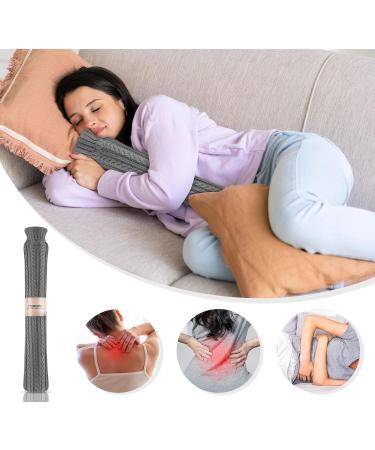 HomeWit 2L Hot Water Bottle with Knitting Covers & Funnel | Long Neck Heat Bottle - Dark Gray - Ideal for Pain Relief & Cozy Warmth - Buy Online on GoSupps.com