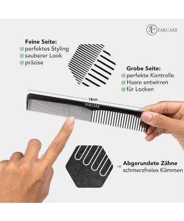 Fabcare Carbon Comb - Antistatic Break-Resistant Hairdresser Comb for Cutting & Styling - High-Strength Black Carbon Plastic Hair & Beard Comb - Buy Online on GoSupps.com