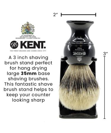 Kent BLK8S Shaving Brush Set with Ultra-Soft Synthetic Bristles and Black Resin Handle + VSB2 Large Black Shaving Brush Stand - Buy Online on GoSupps.com