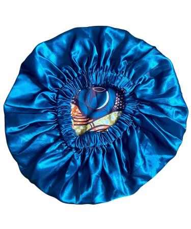 Melanin Crown Silk Hair Wrap for Sleeping - Premium Satin Bonnet for Curly Hair | Protects Against Breakage | Beautiful Teal Design - Buy Online on GoSupps.com