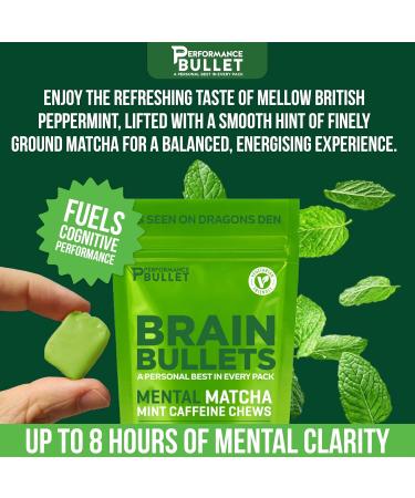 160mg L-Theanine + 80mg Caffeine Chews Mint Matcha Flavour Increases Productivity Mental Clarity Alertness | 4 Packs - 16 Servings | Brain Bullet | Energy Gum & Focus Gummy Upgrade 4 Packets - 16 Chews - Buy Online on GoSupps.com