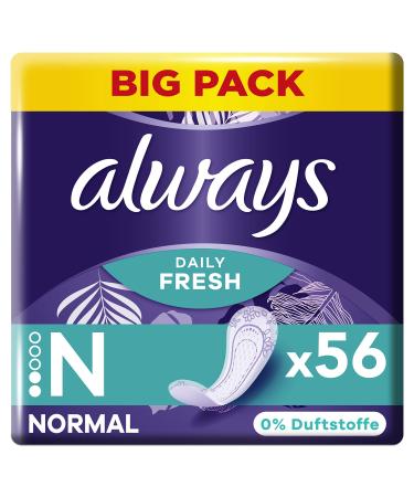 Always Dailies Fresh Panty Liners Women Normal (56 Pads) Big Pack Unscented Breathable Flexible 56 pieces (1 pack) NEW