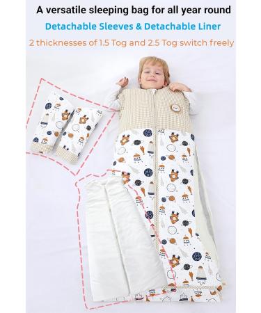 Chilsuessy Winter Sleeping Bag 2.5 Tog/Spaceship 150cm - Adjustable Length & Removable Sleeves - Toddler Sleeping Sack for Boys & Girls - 6-9 Years - Buy Online on GoSupps.com