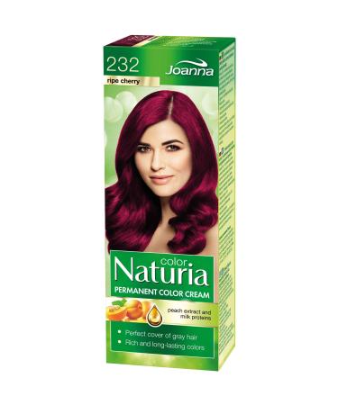 Joanna Naturia Color Permanent Hair Color Cream Goodness of Milk Proteins and Peach Extracts Premium-Quality Hair Dye Provides Soft and Lustrous Hair Long-Lasting Hair Colors Ripe Cherry