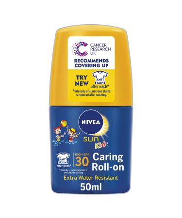 NIVEA SUN Kids Protect & Care Caring Roll-On (50ml) Sunscreen with SPF 30 Roll-On Kids Suncream for Delicate Skin Immediately Protects Against Sun Exposure SPF 30 50 ml (Pack of 1)