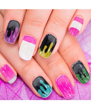 Townley Girl 96 Pcs Stick on Nails Set | 3D and Glow-In-Dark Press- On Nail Sets for Girls | Self-Adhesive Artificial Nails Rainbow - Buy Online on GoSupps.com
