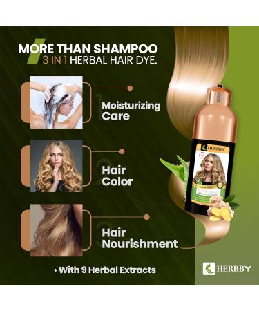 Hair Color Shampoo for Gray Coverage | Herbal Extract Instant Dye & Conditioner - Long Lasting Blonde Brown (500ml - Buy Online on GoSupps.com