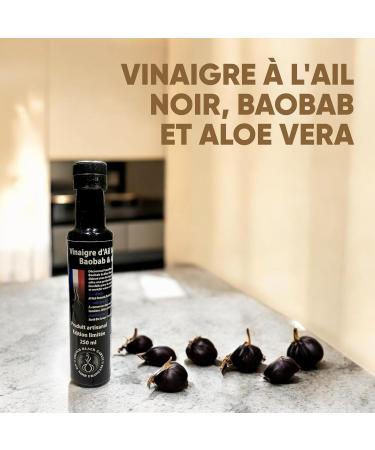  French Black Garlic French Black Garlic - Black Garlic Vinegar with Baobab and Aloe Vera - Premium Culinary Ingredient - Natural Antioxidant Rich in Vitamins and Trace Elements - 250ml - Buy Online on GoSupps.com
