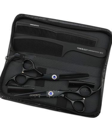 High-end blue diamond black Japanese scissors 440C stainless steel scissors fast cutting hairdressing tools scissors (set)