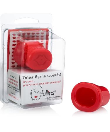 Fullips Lip Plumper Tool - Small Oval with Bonus Medium Oval Enlarger - Self Suction Plumping Device For Fuller Lips - Plump in Seconds - Natural Instant Lip Enhancement Kit - Red Plastic Plumpers