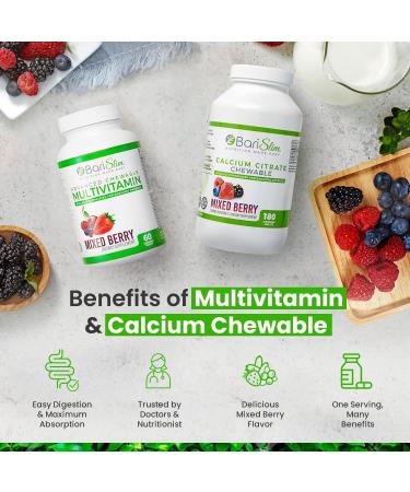 Bari Slim Bariatric Calcium Citrate & Chewable Multivitamin - Post Surgery Bariatric Supplement for Gastric Bypass & Sleeve - Buy Online on GoSupps.com