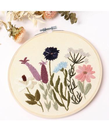 REEWISLY Embroidery Kit for Beginners - 4 Sets, Cross Stitch DIY with Hoops, Plants Flowers Patterns and Threads - Easy Learning for Beginners | Kit S366 - Buy Online on GoSupps.com