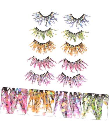 Mikinona 5 Pairs Colored False Eyelashes Colored Eyelashes Costume Dramatic Eyelashes Party False Eyelashes Glitter Eyelashes Lashes Glitter Lashes 3d Clothing Chemical Fiber Cosplay - Buy Online on GoSupps.com