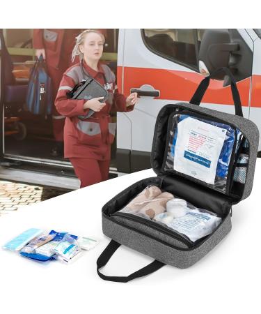 CURMIO Small First Aid Bag - Empty Emergency Trauma Kit Organizer for Hiking, Camping, Car, Travel, Home & Outdoor - Gray - BAG ONLY - Buy Online on GoSupps.com