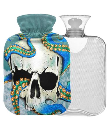 Naanle Ocean Octopus Skull heat bottle with cover Transparent hot water bottle 1l of warm head for bed Handfoot Warmer pain relief heat and cold therapy