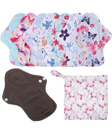 7pcs Reusable Bamboo Charcoal Sanitary Pads for Women | Washable Menstrual & Nursing Pads | Absorbent Panty Liner Set - Buy Online on GoSupps.com