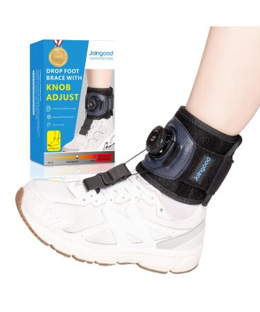 joingood AFO Foot Drop Brace for Walking with Shoes Drop Foot Brace with Reel-Adjust Dorsiflexion Assist Adjustable Foot Brace for Drop Foot Support Fits Left or Right Foot for Women Men(L/XL) With Knob L/XL