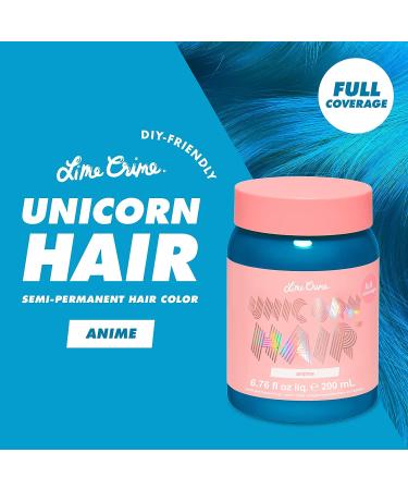 Lime Crime Unicorn Hair Dye in Anime (Candy Blue) - Vegan, Cruelty-Free, Semi-Permanent Hair Color - Conditions & Moisturizes with Sugary Citrus Vanilla Scent - Buy Online on GoSupps.com