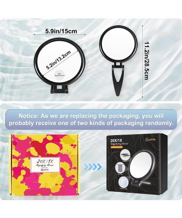 MIYADIVA 6 Inch 20X Magnifying Hand Mirror with Handle - Portable Travel Mirror for Women - Foldable Double Sided Design - Black - Buy Online on GoSupps.com