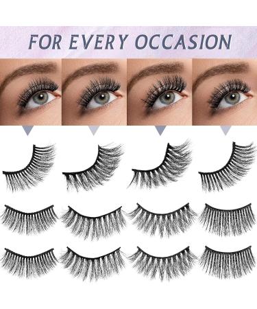40 Pairs Reusable Natural Wispy False Eyelashes Set with Applicator Tool - Black - Buy Online on GoSupps.com