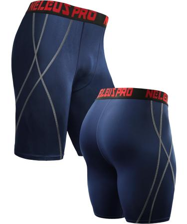 NELEUS Men's 3 Pack Compression Shorts XL - Black/Red/Grey/Navy Blue - Buy Online on GoSupps.com