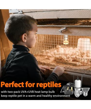 Luxvista Pet Heat Lamp Holder Ceramic Heater Bracket for Reptiles Tortoise Pet Heat Lamp with 2 Pack 50W E27 Heat Lamp Bulb - Buy Online on GoSupps.com