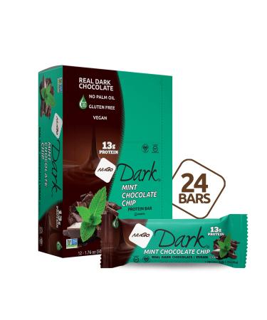 NuGo Dark Mint Chocolate Chip 13g Protein Vegan Gluten Free Kosher Pareve 24 Count 24ct Mint Chocolate