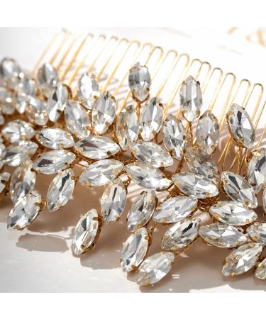 SWEETV Rhinestone Wedding Hair Comb Clip | Bridal Hair Accessories in Gold - Buy Online on GoSupps.com