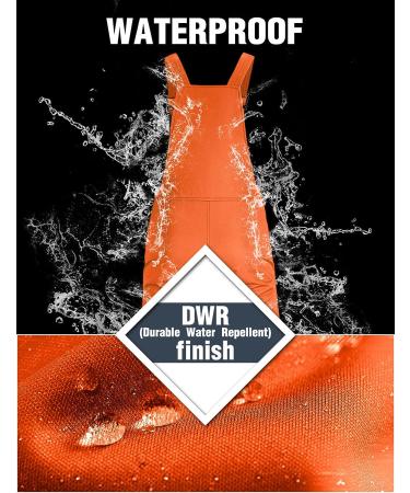 GEMYSE Men's Waterproof Ski Bib Overalls - Insulated Snow Pants | Classic Orange Black - Medium - Buy Online on GoSupps.com