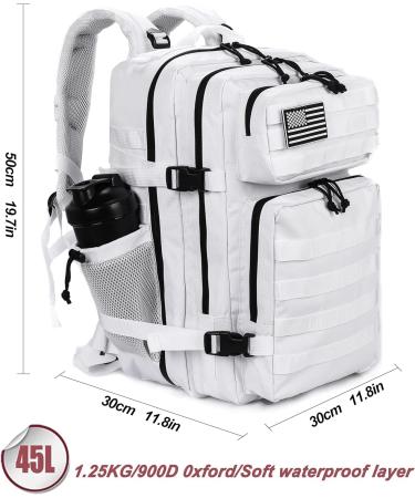 LHI Military Tactical Backpack 45L for Men and Women - Army Assault Pack Bag with Molle System, White - Buy Online on GoSupps.com