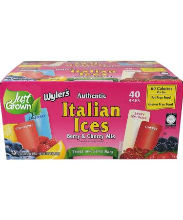 Wyler's Berry And Cherry Mix Italian Ices, 80 Ounce Box (2 Ounce Bars, Total Of 40 Bars) 2 Ounce (Pack of 40)