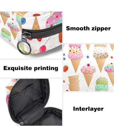 Colorful Ice Cream Menstrual Bag Zipper - Stylish Napkin & Tampon Pouch for Women & Girls - Buy Online on GoSupps.com