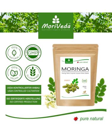 Moringa Energy Tablets 3800mg - 180 Days Supply | Vegan Gluten-Free High-Dose Moringa with Vitamins & Proteins | Moriveda - 360 Tablets (3 Pack) - Buy Online on GoSupps.com