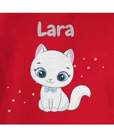 Personalized Girls T-Shirt with Cute Cat Motif - Custom Gift by Shirtracer - Red 164 - Buy Online on GoSupps.com